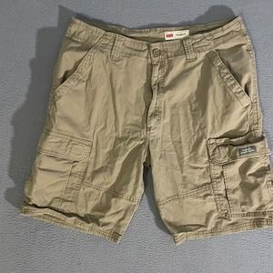 Wrangler Cargo Shorts Mens 34 Beige Relaxed Fit Khaki Ripstop Hiking‎ Outdoor
